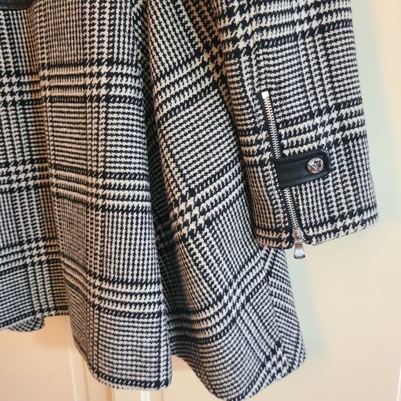 Guess houndstooth wool blend peacoat with pleather accents - Picture 11 of 14